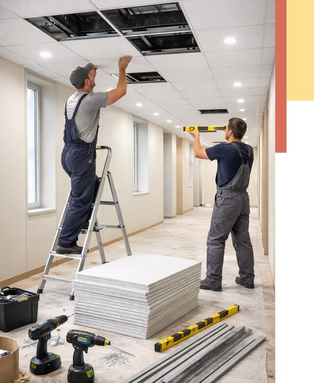 Ремонт потолка Армстронг в Карпинске от 4621 руб. — быстро и недорого | ОТДЕЛОЧНИК-Кпн