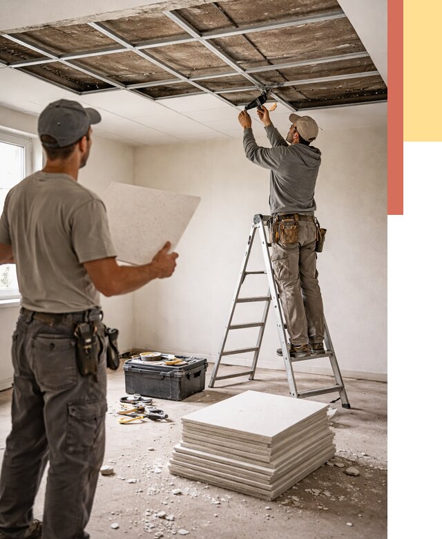 Замена плит подвесного потолка в Карпинске от 1797 руб. быстро и недорого | ОТДЕЛОЧНИК-Кпн