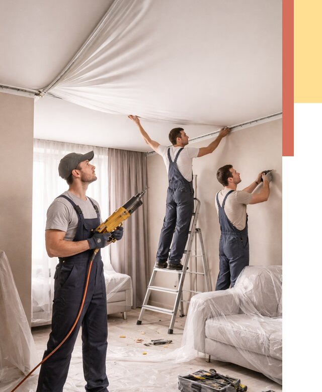 Установка натяжного потолка в Карпинске от 4621 руб. | Быстро и недорого — ОТДЕЛОЧНИК-Кпн