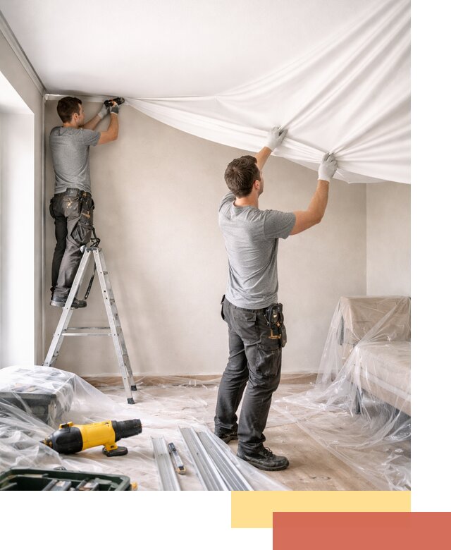 Монтаж тканевого натяжного потолка в Карпинске недорого и быстро