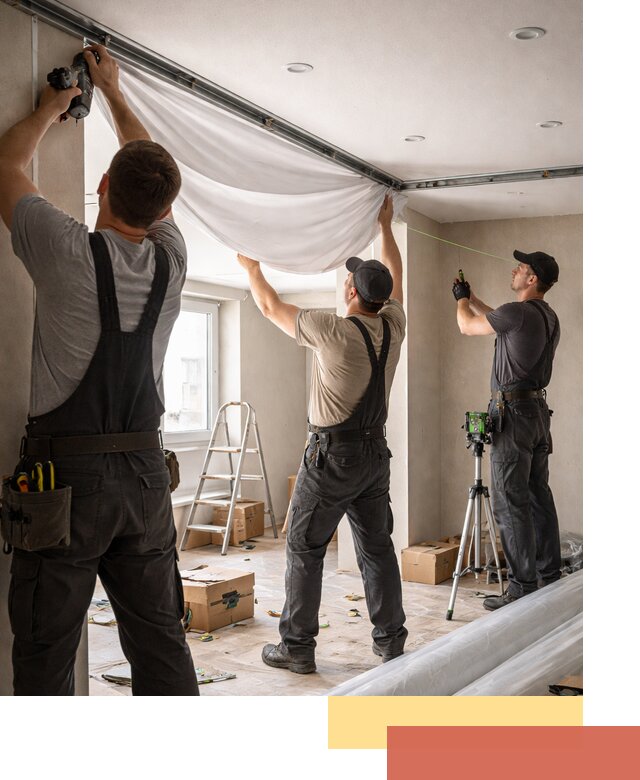 Монтаж парящего натяжного потолка под ключ в Карпинске