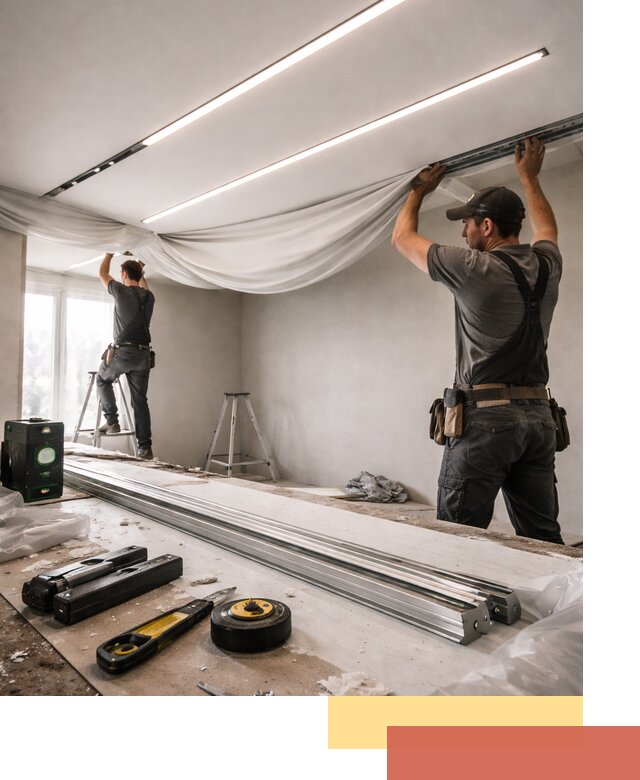 Монтаж натяжных потолков со световыми линиями в Карпинске