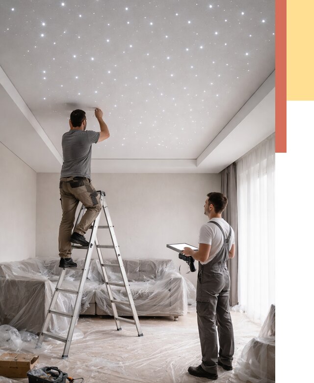 Монтаж натяжного потолка «звездное небо» в Карпинске от 6674 руб. | ОТДЕЛОЧНИК-Кпн