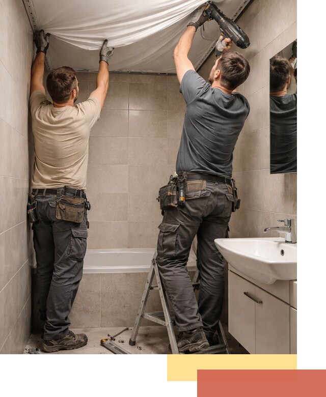 Монтаж натяжного потолка в ванной в Карпинске быстро и качественно