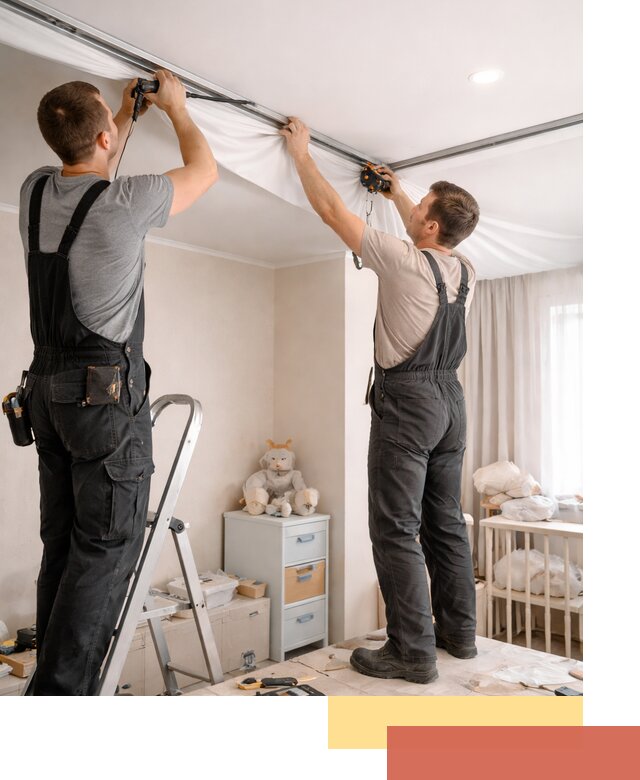 Монтаж натяжного потолка в детской комнате в Карпинске