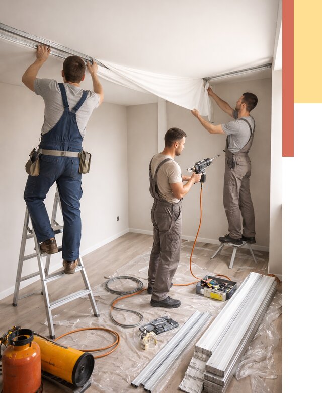 Монтаж натяжного потолка в студии в Карпинске от 5647 руб. — быстро и недорого | ОТДЕЛОЧНИК-Кпн