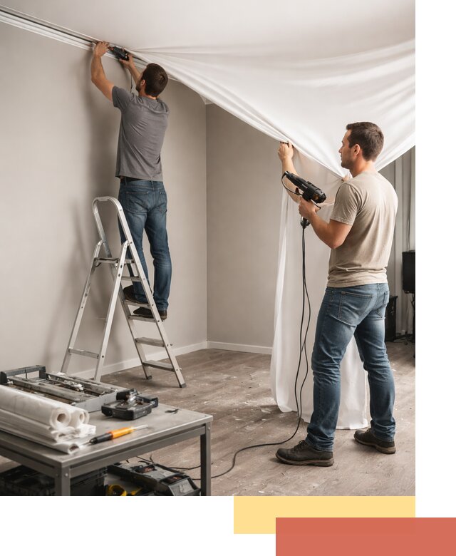 Монтаж натяжного потолка в студии в Карпинске