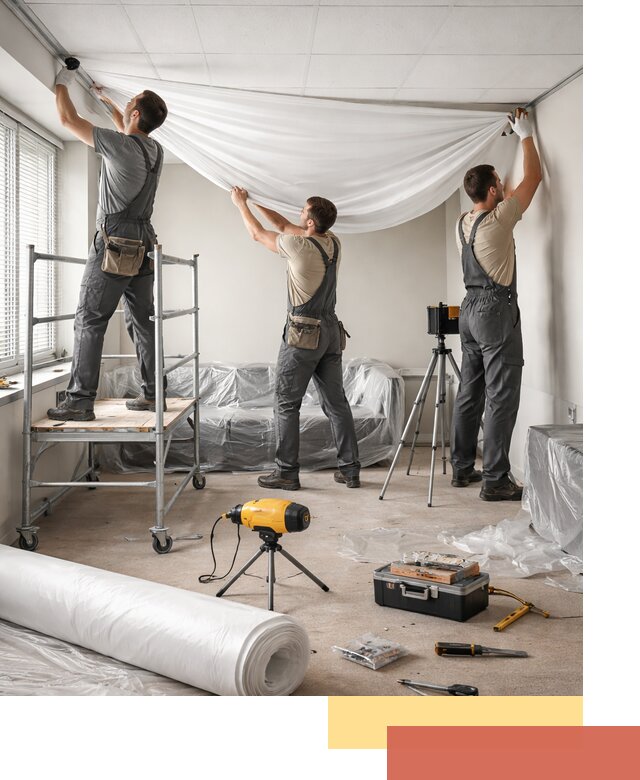 Монтаж натяжного потолка в офисе в Карпинске