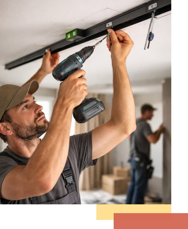 Установка трековых светильников в натяжной потолок в Карпинске