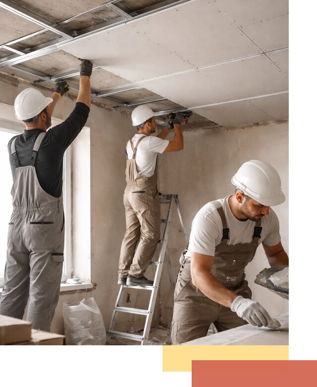 Одноуровневый потолок из гипсокартона в Карпинске — монтаж и отделка