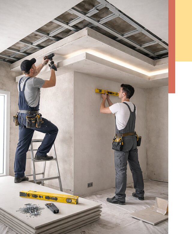 Двухуровневый потолок из гипсокартона в Карпинске от 1489 руб. под ключ | ОТДЕЛОЧНИК-Кпн