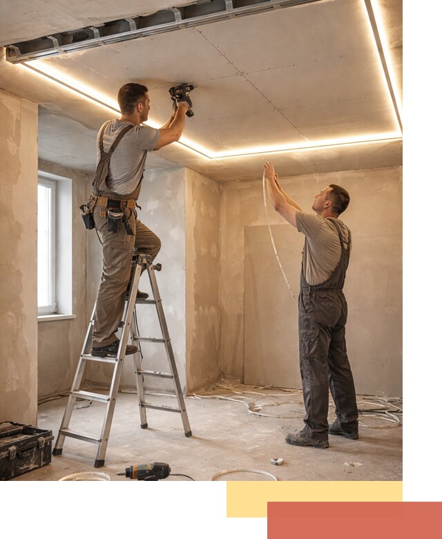 Потолок из гипсокартона с подсветкой в Карпинске