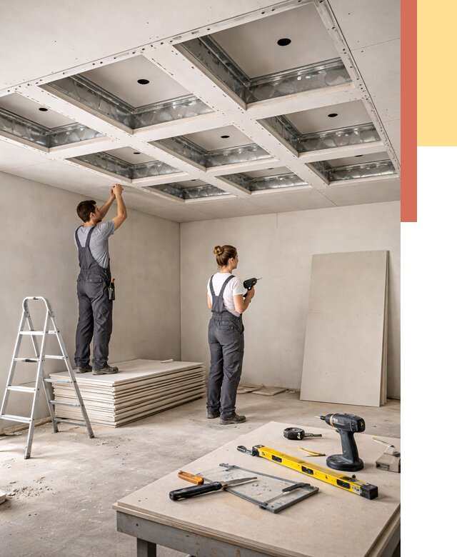 Кессонный потолок из гипсокартона в Карпинске от 1900 руб. — монтаж и под ключ | ОТДЕЛОЧНИК-Кпн