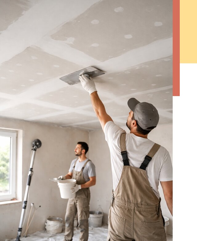 Шпаклевка потолка из гипсокартона в Карпинске от 3286 руб./м2 — услуги под ключ | ОТДЕЛОЧНИК-Кпн
