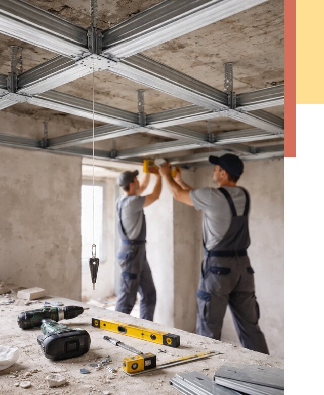 Монтаж каркаса потолка из профиля в Карпинске от 4621 руб. — услуги ОТДЕЛОЧНИК-Кпн