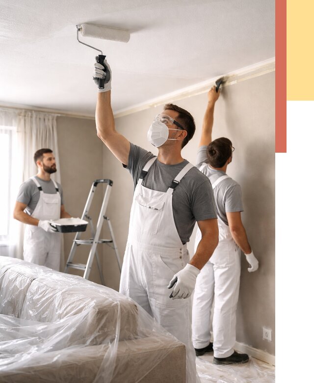 Покраска потолка водоэмельсионной краской в Карпинске от 2259 руб/м² — услуги под ключ | ОТДЕЛОЧНИК-Кпн