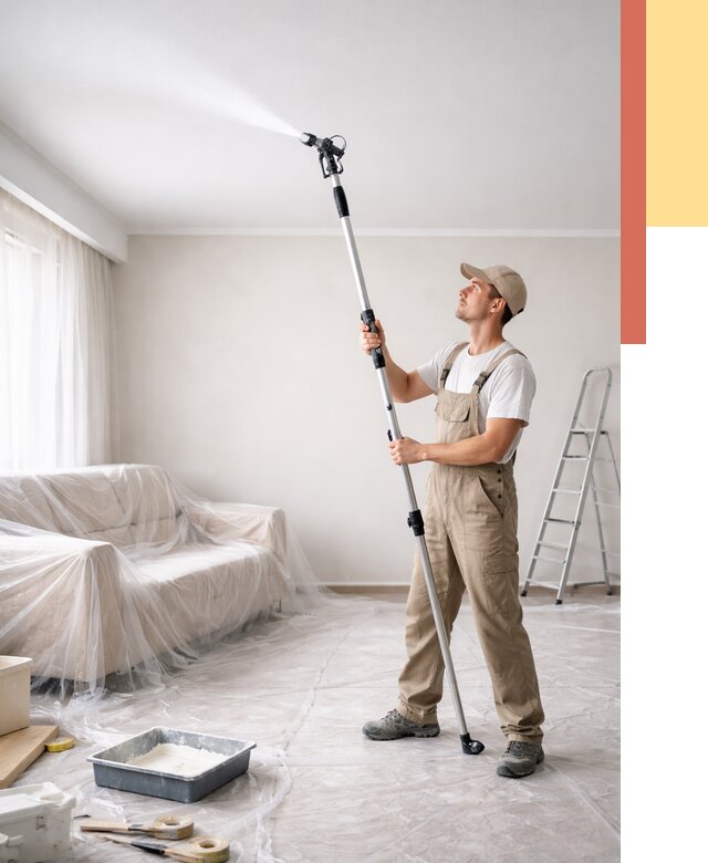 Покраска потолка краскопультом в Карпинске от 4621 руб. быстро и недорого | ОТДЕЛОЧНИК-Кпн