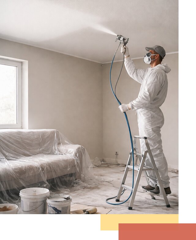 Покраска потолка краскопультом в Карпинске быстро и качественно