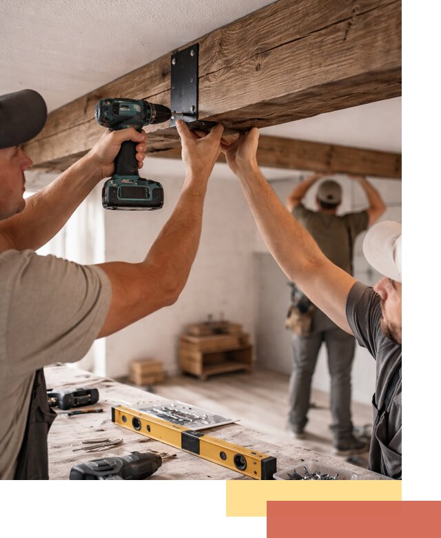 Монтаж декоративных потолочных балок в Карпинске